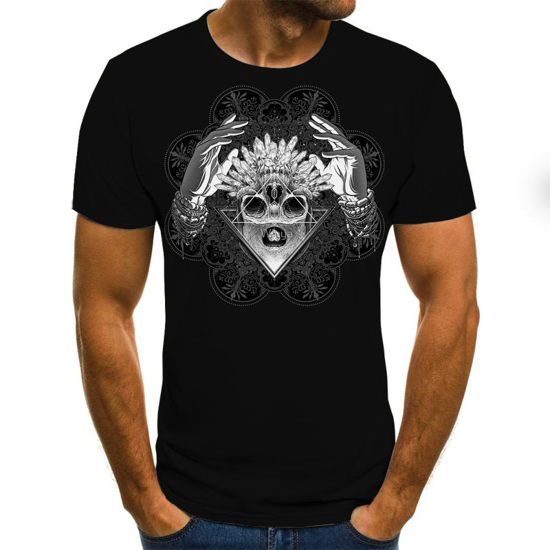 Horror Skull Print Short Sleeve T-Shirts For Men
