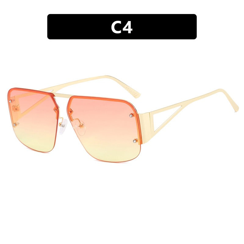 Square sunglasses, sunglasses half frame versatile sunglasses