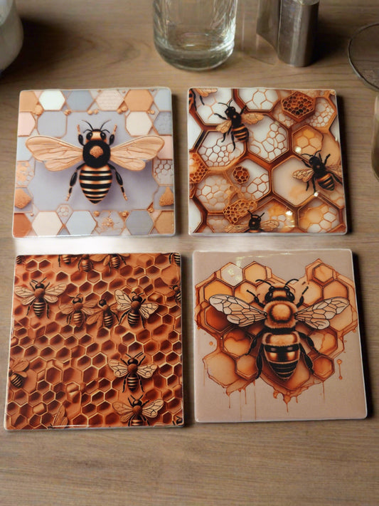 Bumble Bee 4 in Table Coasters - ALittleDisAnDat.com