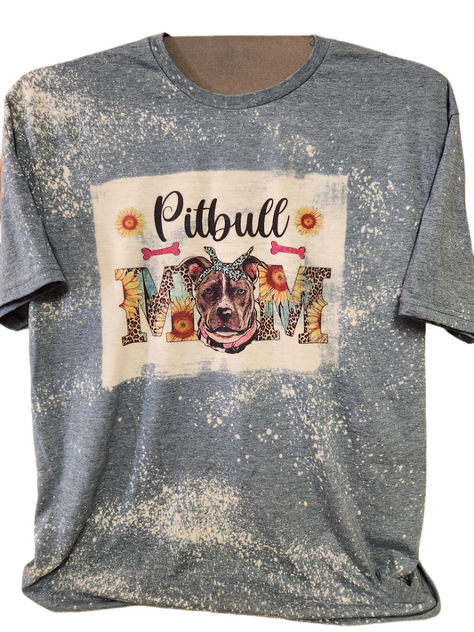 New Custom Pitbull Mom T-shirt - Image #1