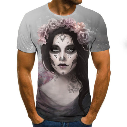 Horror Skull Print Short Sleeve T-Shirts For Men