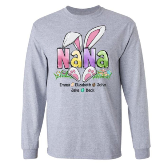 Family Easter Grandma Rabbit Print Long Sleeve T-shirts