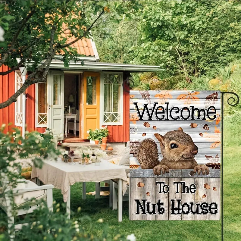 Welcome To The Nut House Flag Cute Squirrel Fall Garden Flag - image2