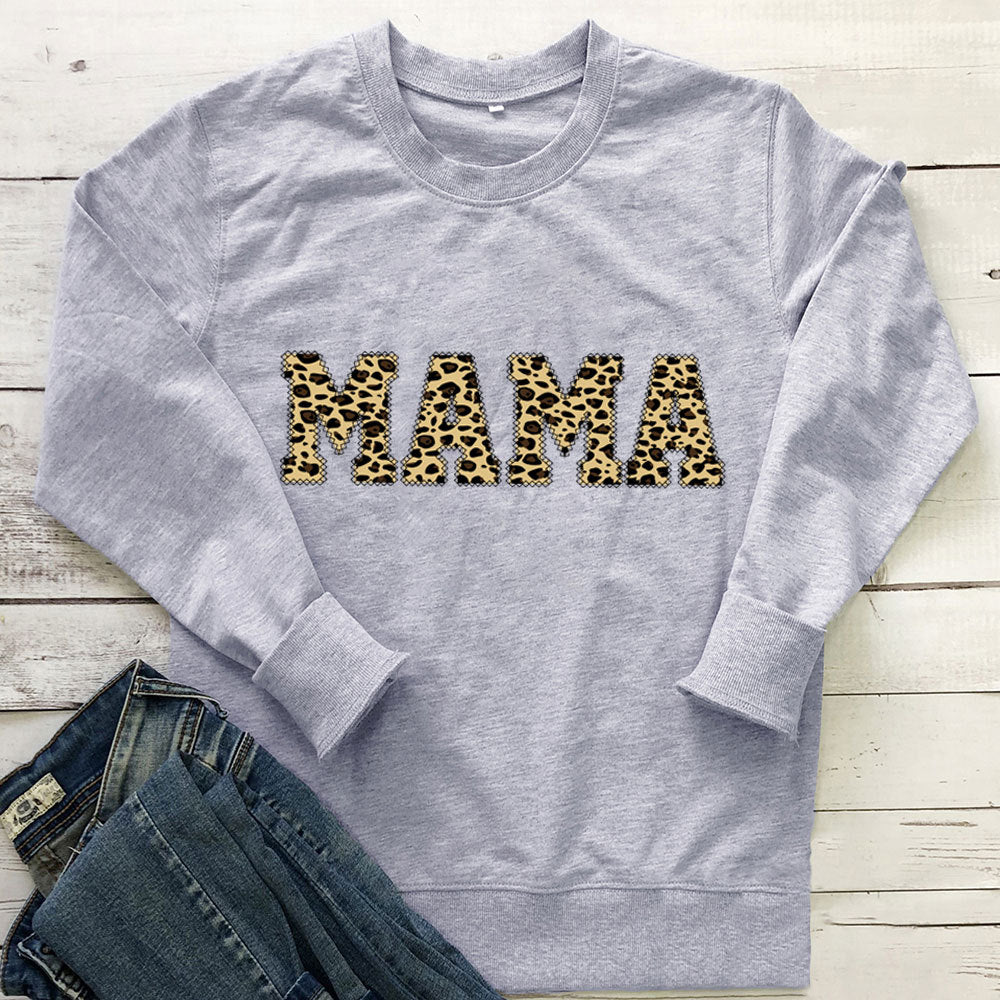 Leopard Print Mama Sweatshirt Casual