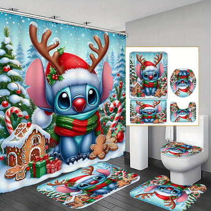 https://alittledisandat.com › products › festive-stitch-shower-curtain-set-with-rugs-hooks1728986668004 image0