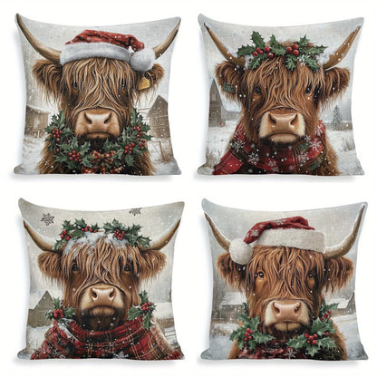 https://alittledisandat.com › products › festive-highland-cow-christmas-pillow-covers-4pack-18x181730107299696 image0