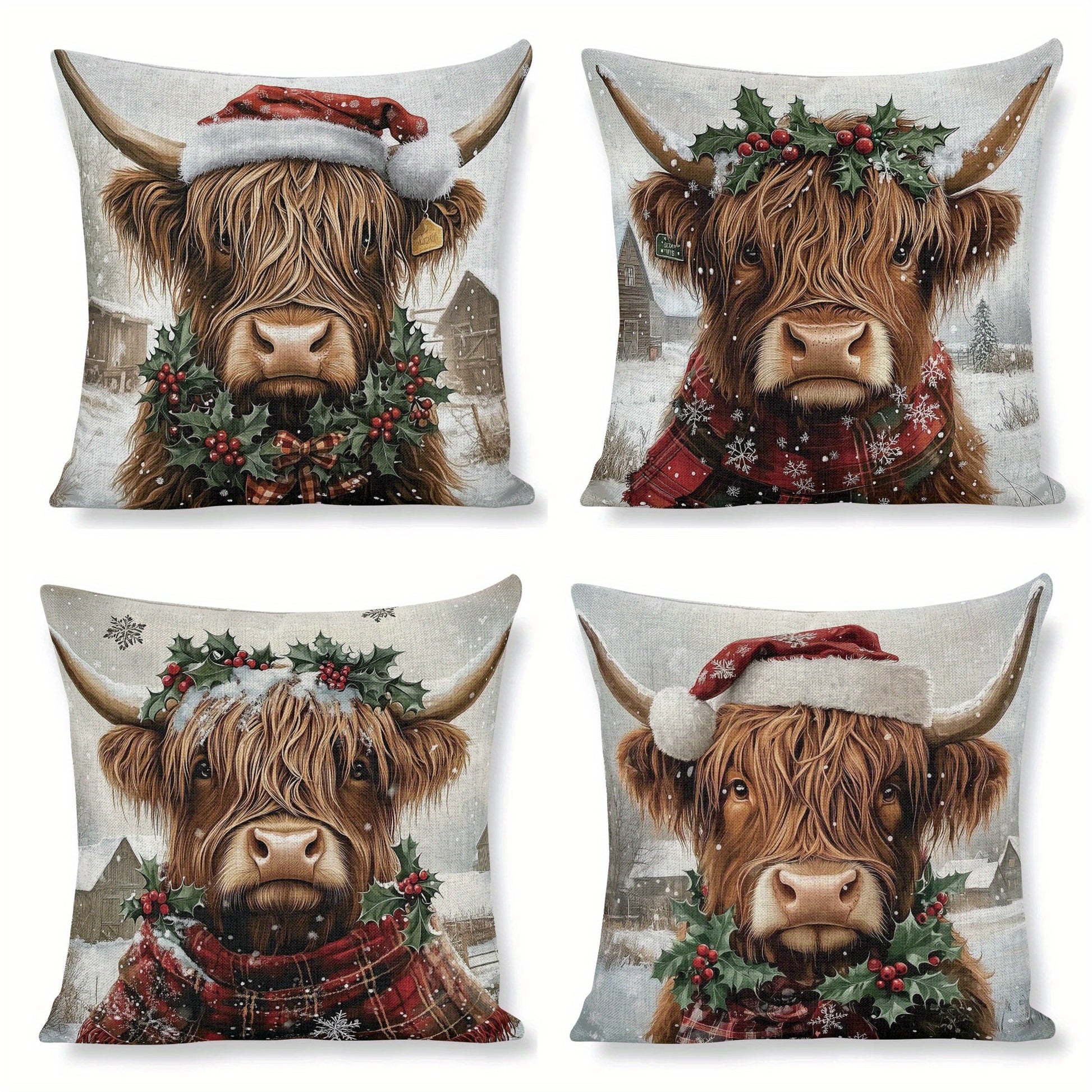 https://alittledisandat.com › products › festive-highland-cow-christmas-pillow-covers-4pack-18x181730107299696 image3