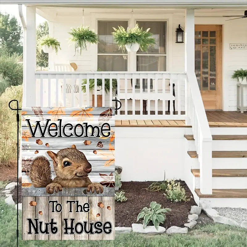 Welcome To The Nut House Flag Cute Squirrel Fall Garden Flag - image6