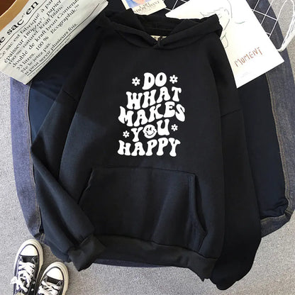 Do what makes you happy Printed Women's Hoodie's - Image #4