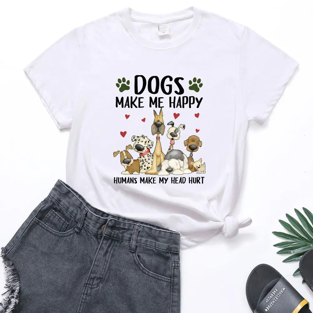 Dogs Make me happy Women's T-shirt - Image #3