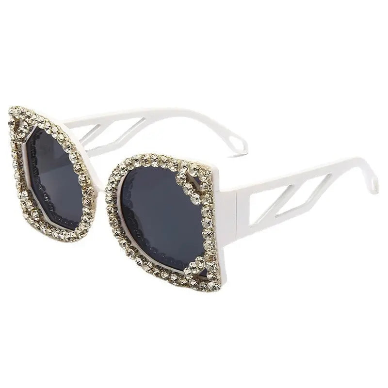 Luxury Diamond-studded Sunglasses Fashion D-shaped Big Frame Sun glasses Female - Image #7