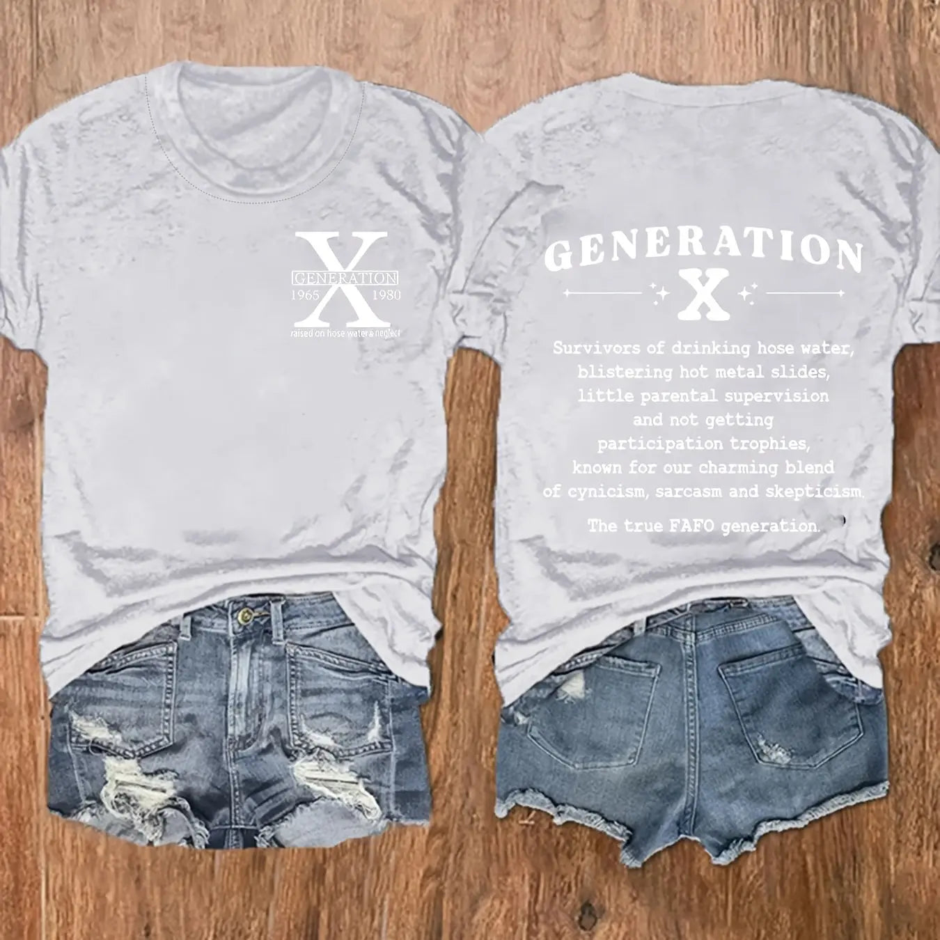 Chic Plus Size Letter Gen X Print Womens TShirt variants13