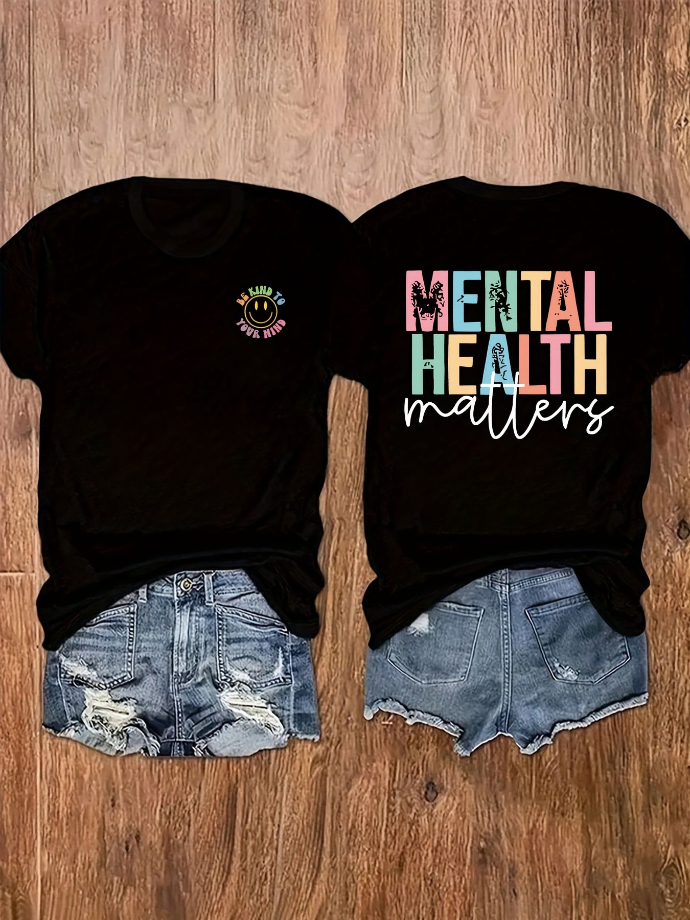 Womens Mental Health TShirt  Casual Crew Neck image2