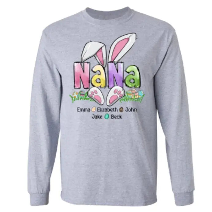 Family Easter Grandma Rabbit Print Long Sleeve T-shirts - Image #4