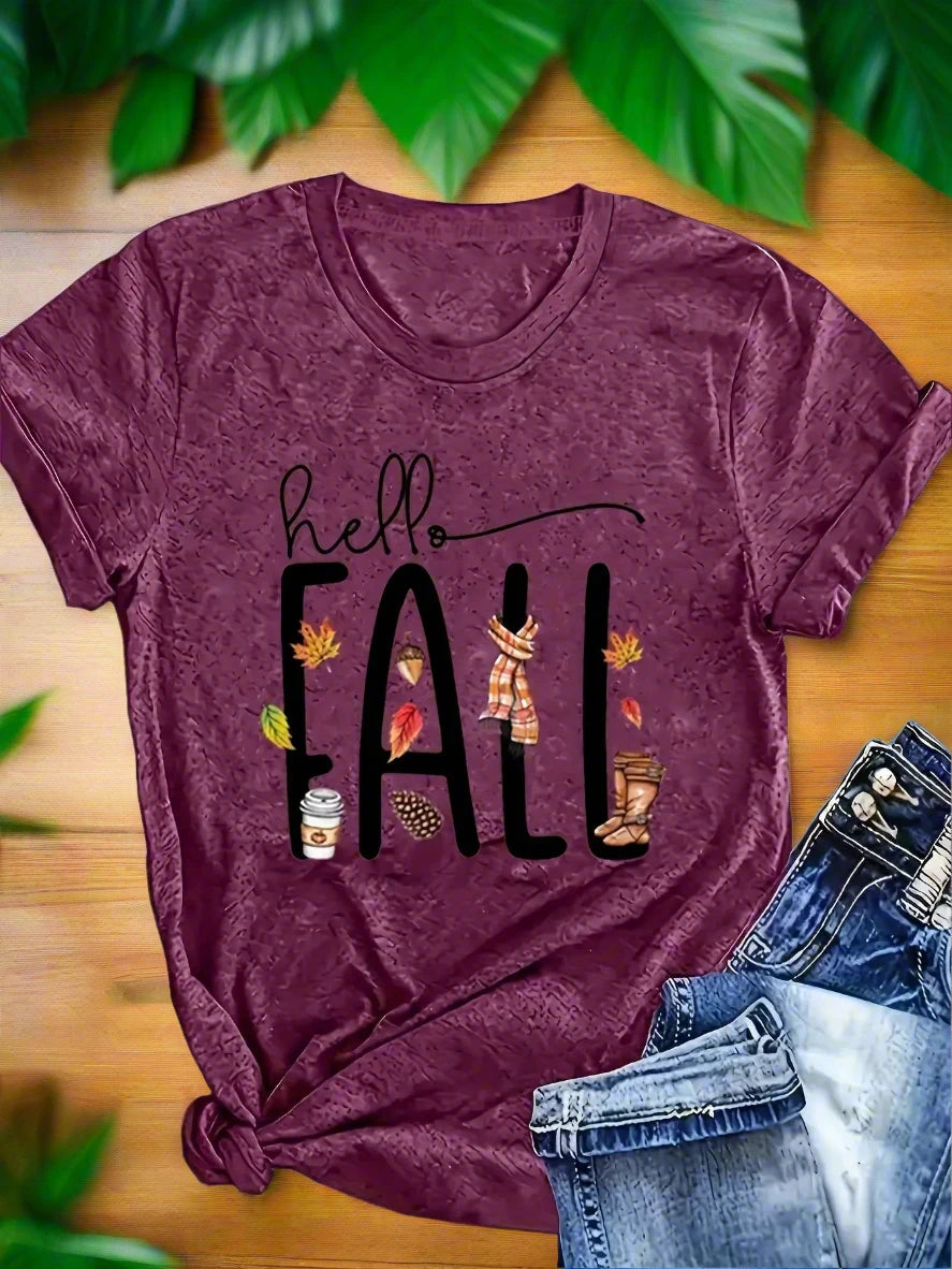 Women's Vibrant Fall Print Plus Size TShirt image1