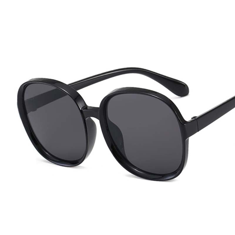 New Round Frame Sunglasses Women Retro Brand Designer Brown Black Oversized