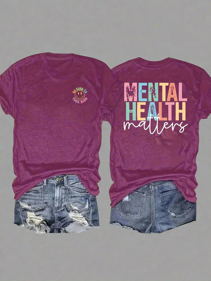 Womens Mental Health TShirt  Casual Crew Neck image0