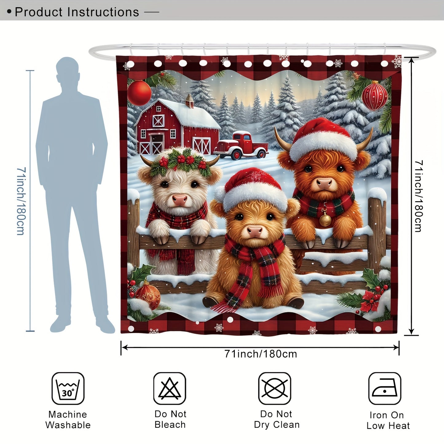 https://alittledisandat.com › products › festive-highland-cow-plaid-christmas-shower-curtain-set1728734127704 variants10