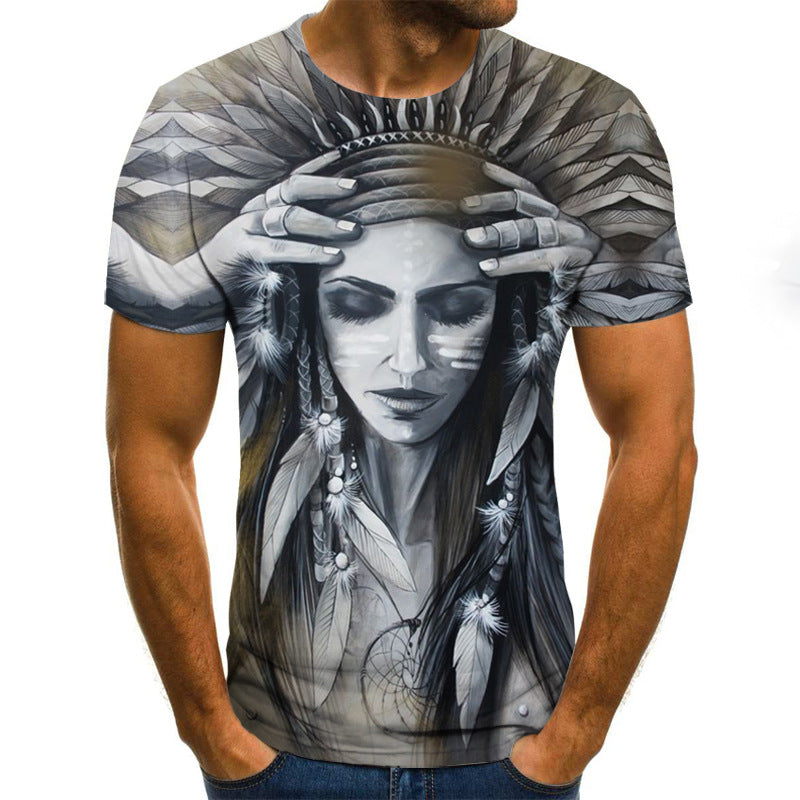 Horror Skull Print Short Sleeve T-Shirts For Men