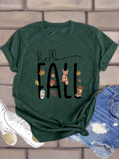 Women's Vibrant Fall Print Plus Size TShirt image0