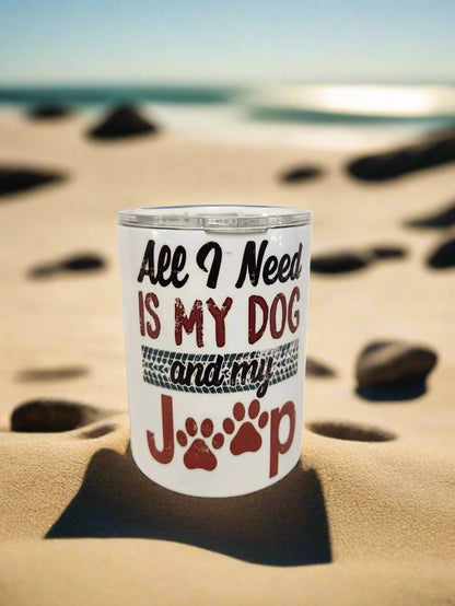 All I need is my jeep and dog, 10oz double-walled Insulated Coffe Tumblers - Image #1