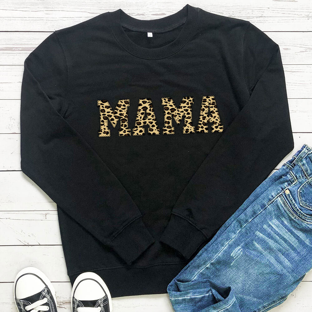 Leopard Print Mama Sweatshirt Casual