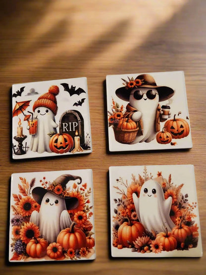 Boo scary fall time 4in Coasters - Image #1