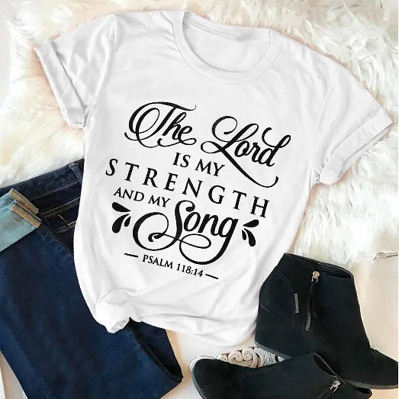 T-Shirt Women Fashion Retro Funny Jesus T-Shirt Faith Slogan Art Top - Image #5