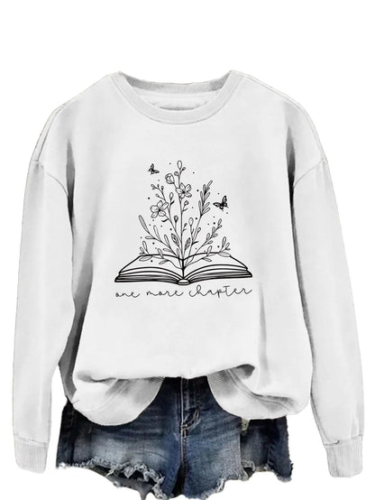 Round Neck Simple Women's Long Sleeve Letter Loose Sweatshirt - Image #8