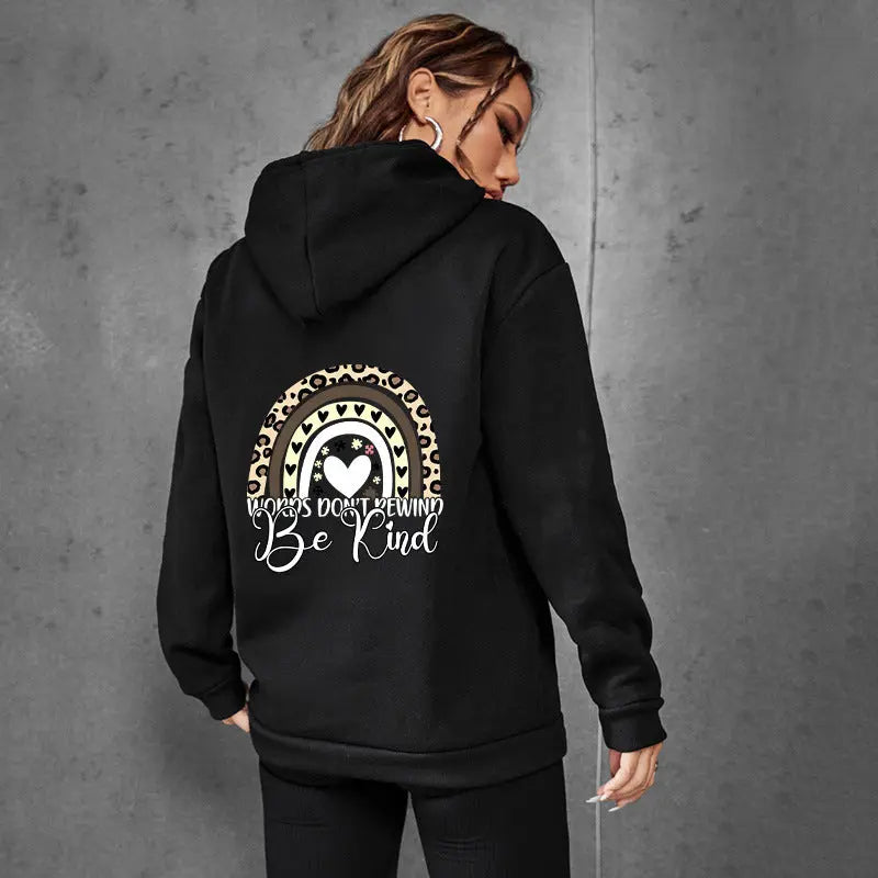 Black Be Kind Letter Print Women's Hoodie