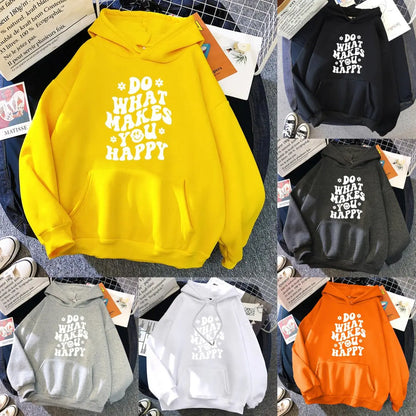 Do what makes you happy Printed Women's Hoodie's - Image #1