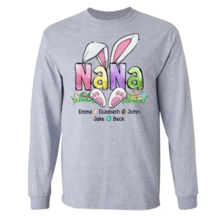 Family Easter Grandma Rabbit Print Long Sleeve T-shirts - Image #1