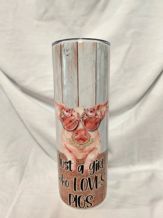 Custom 20oz Just a girl loves pigs Tumbler - Image #1