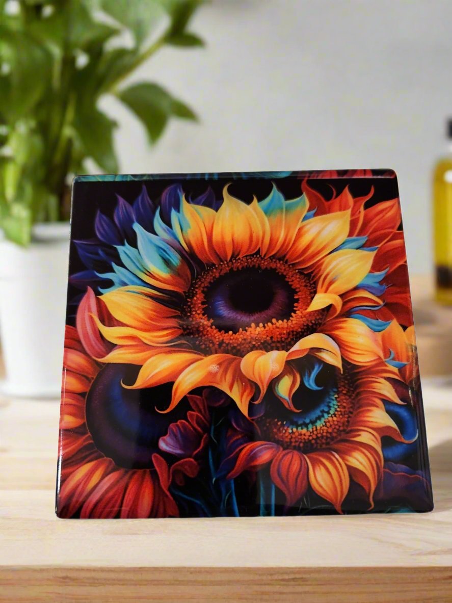 Colorful Sunflowers 4-inch table coasters 2