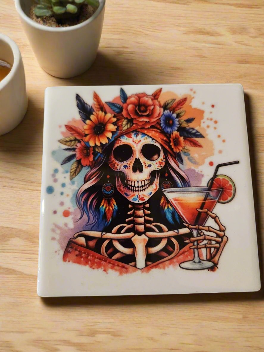 Skull life 4-inch table coasters 2