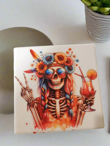 Skull life 4-inch table coasters 5