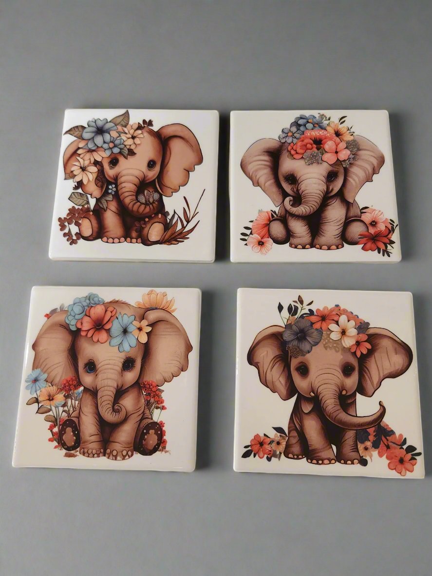 Elephant 4-inch table coasters