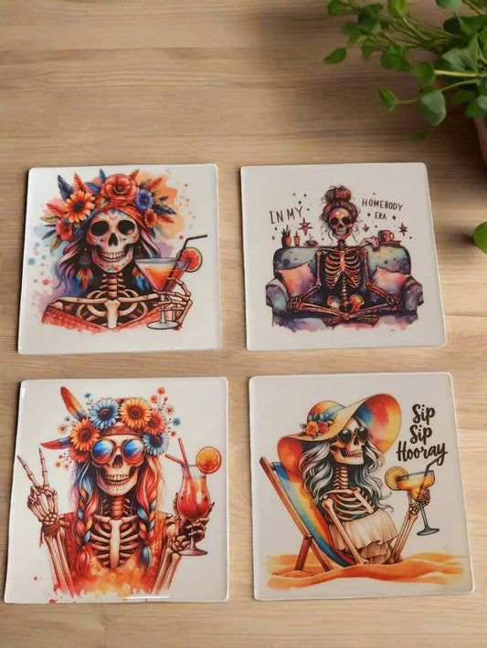 Skull life 4-inch table coasters 1