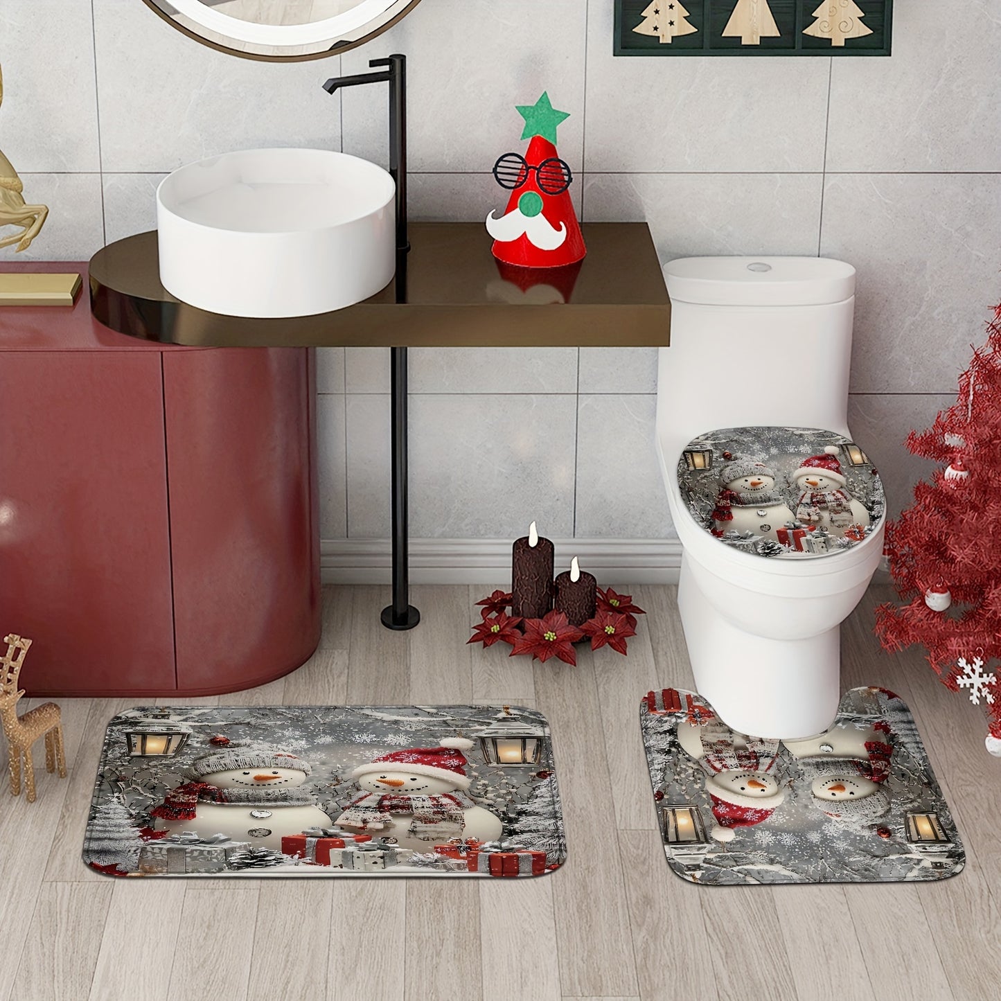 https://alittledisandat.com › products › festive-snowman-santa-christmas-shower-curtain-set1729785396101 image8