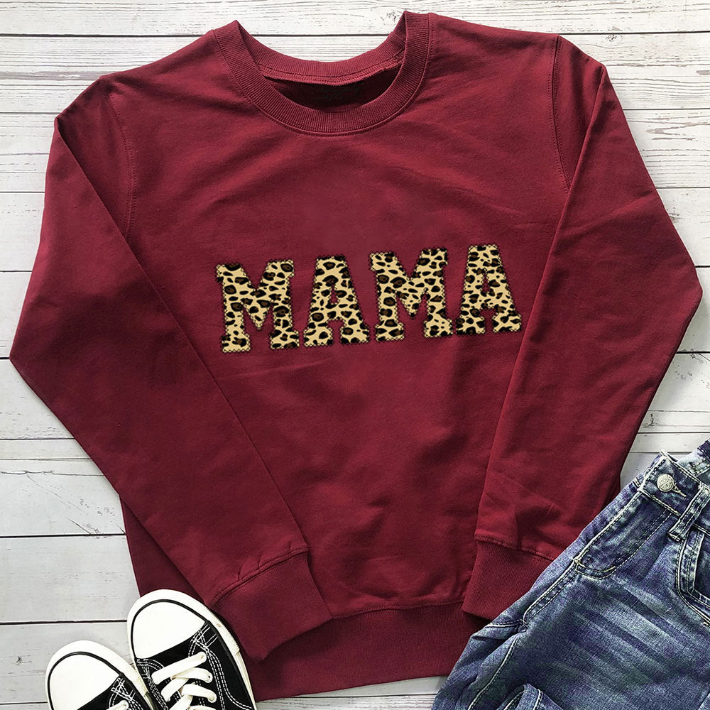 Leopard Print Mama Sweatshirt Casual