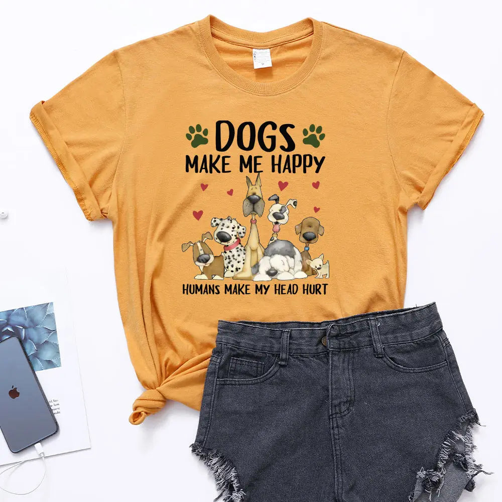 Dogs Make me happy Women's T-shirt - Image #1