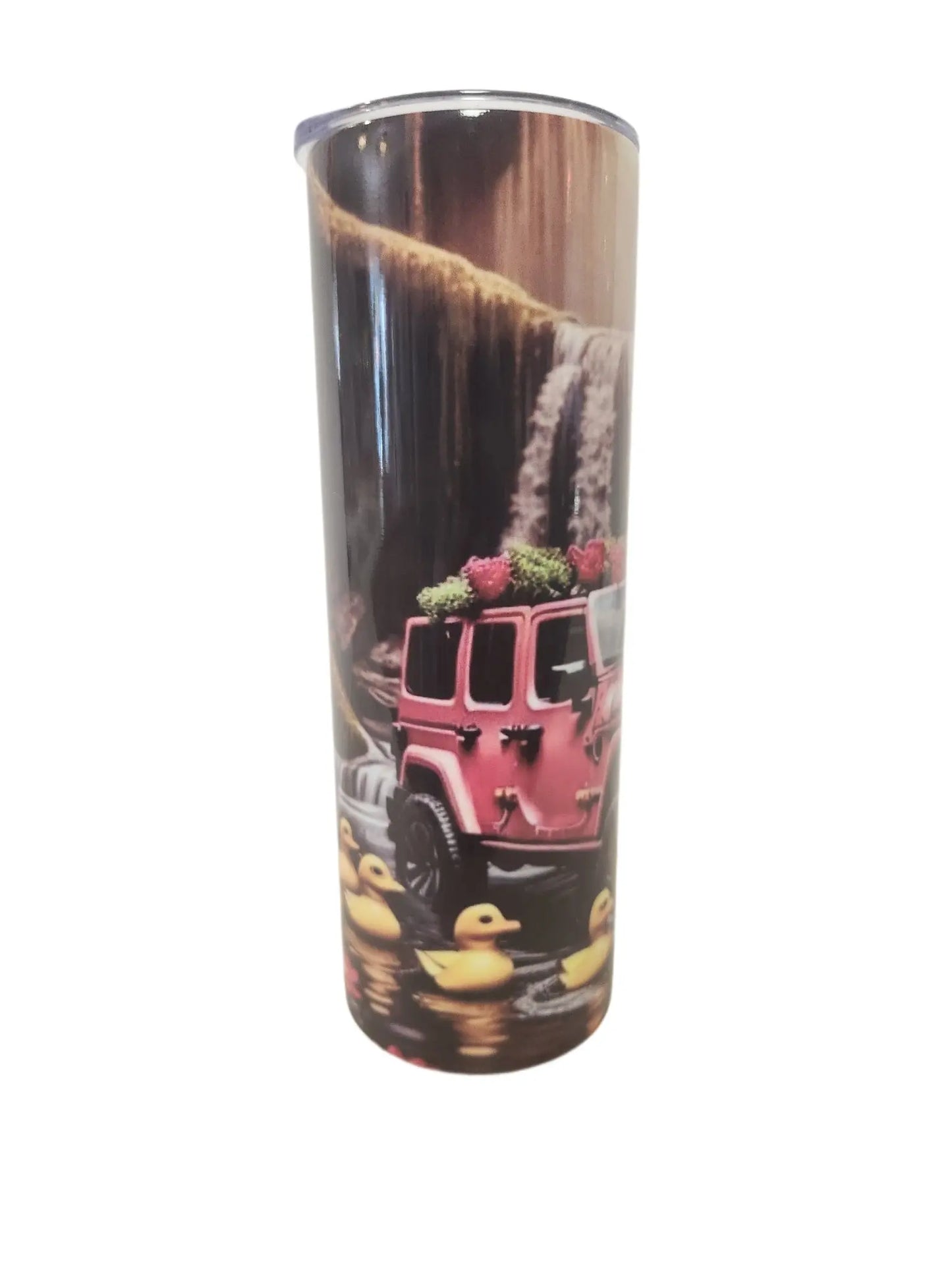 Pink Jeep w/ waterfall 20oz Tumbler - Image #2