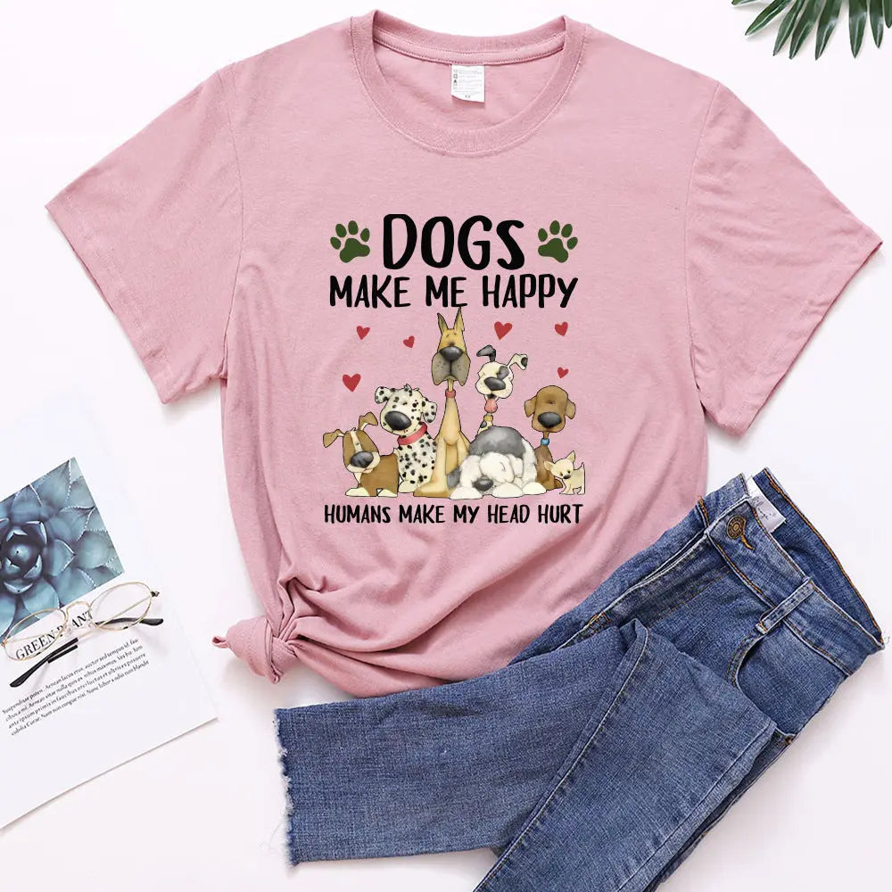 Dogs Make me happy Women's T-shirt - Image #4