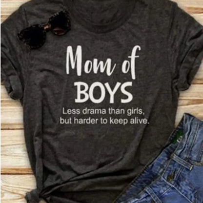 T-shirt MOM OF BOYS Print Summer Funny T shirts Women Men hipster Casual Top Shirts - Image #1