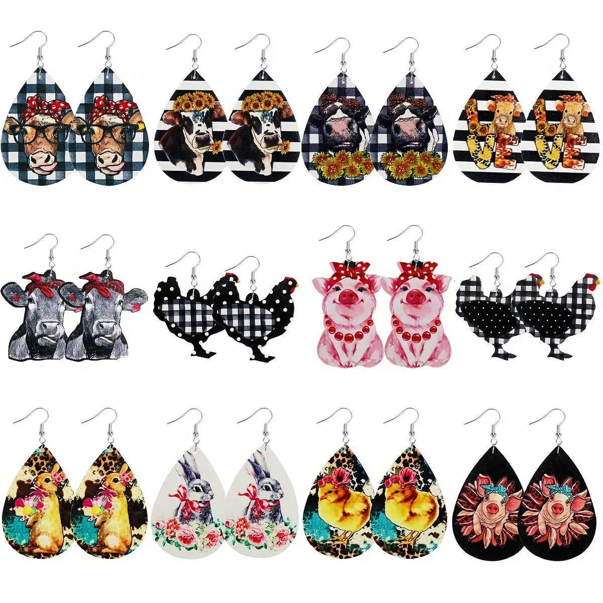 https://alittledisandat.com › products › 12-pairs-pu-leather-hook-earrings-bull-chicken-pig-rabbit-pattern-animal-ear-jewelry-creative-personality-gift-for-women-girls1716148307793 image0