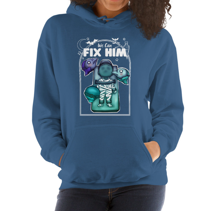 Blue Women's Printed Cartoon Hoodie