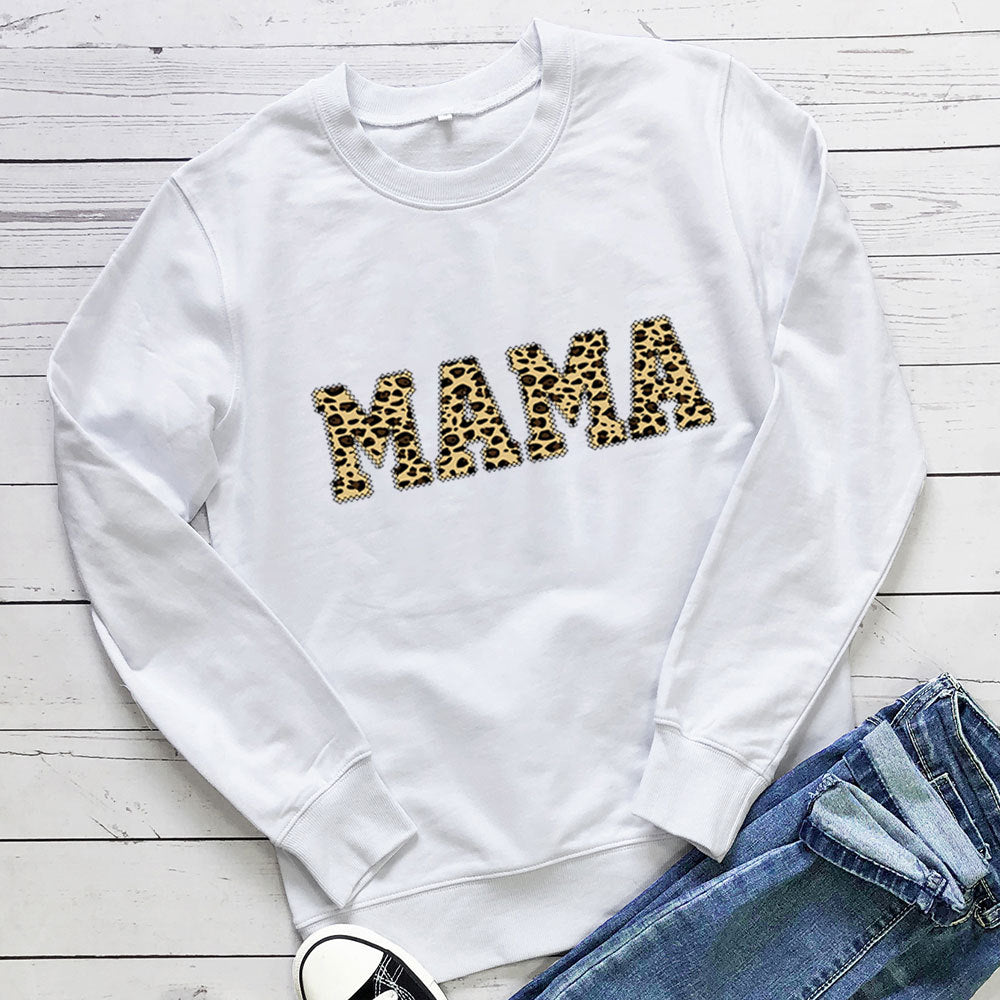 Leopard Print Mama Sweatshirt Casual