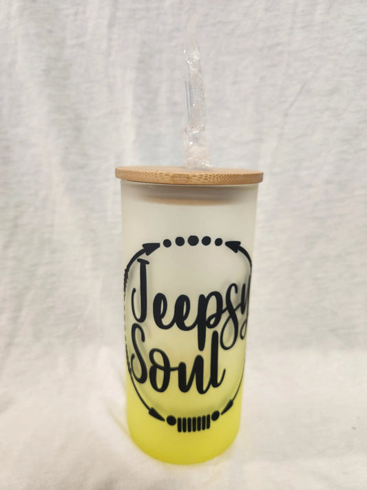Custom 16oz Jeepsy Soul Frosted Glass Tumblers - Image #1