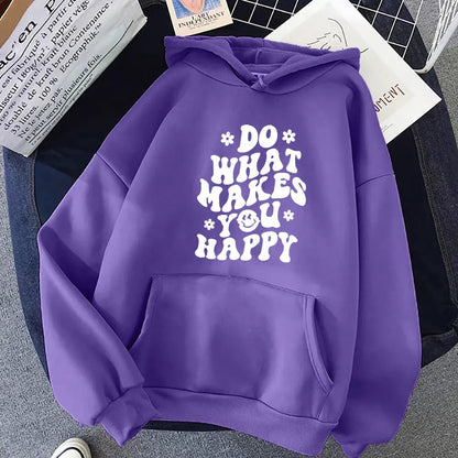 Do what makes you happy Printed Women's Hoodie's - Image #10