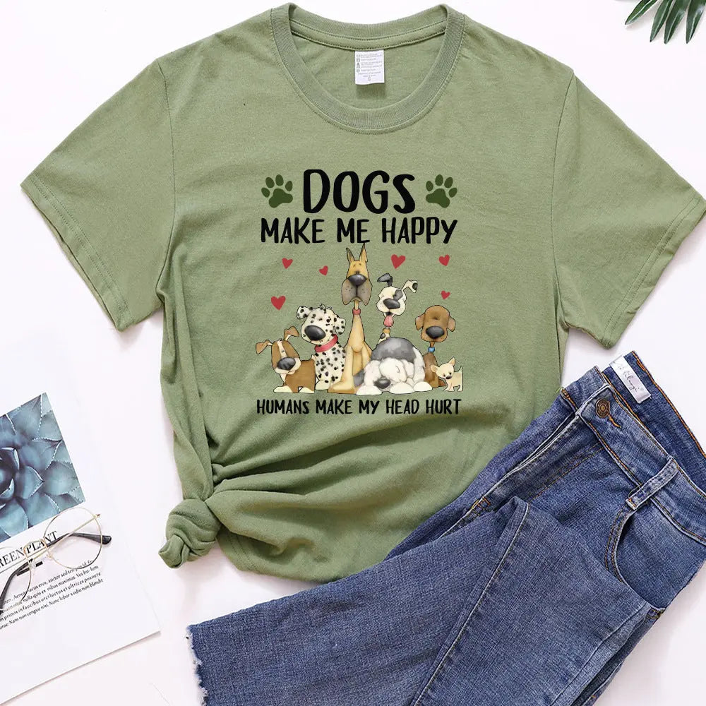 Dogs Make me happy Women's T-shirt - Image #5